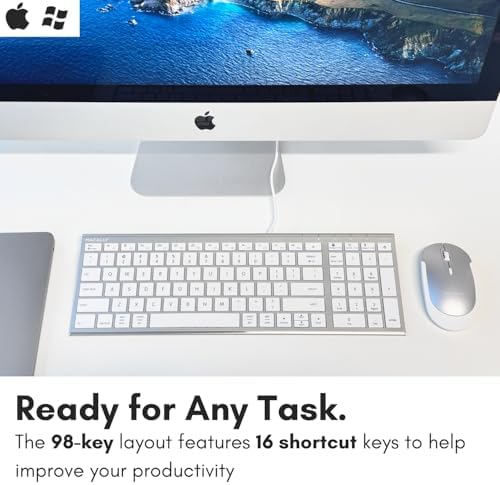 Macally Wired Keyboard for Mac, Compatible Apple Keyboard with Numeric Keypad - Slim, Space-Saving Design for MacBook Pro/Air Laptop, Mac mini, iMac Replacement