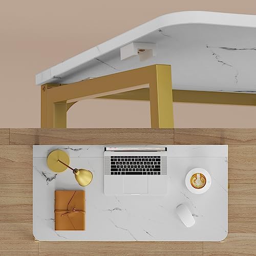 WOHOMO Folding Desk, 39.4" Foldable Computer Table for Small Spaces, Gold