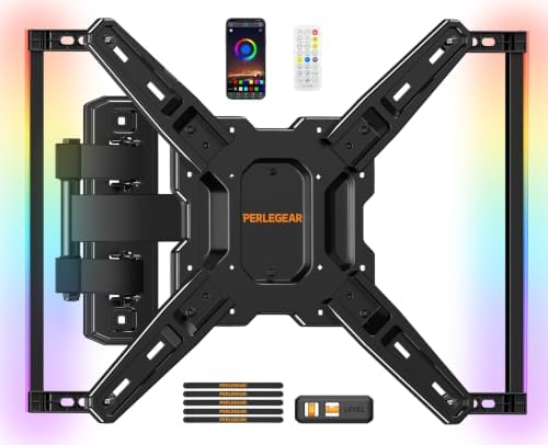 Perlegear TV Wall Mount with LED Lights for 28–65 Inch TVs up to 82 lbs