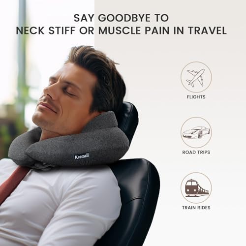 Keemall Upgraded Premium Inflatable Travel Neck Pillow for Airplane & Car