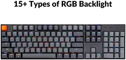 Keychron K10 Full Size Layout RGB Backlit Hot-Swappable Mechanical Gaming Keyboard for Mac Windows, Multitasking 104-Key Bluetooth Wireless/USB Wired Computer Keyboard with Keychron Super Red Switch