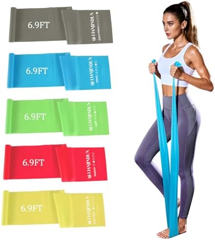 5-Piece Resistance Bands Set, 5.9 ft, Latex-Free for Exercise and Therapy