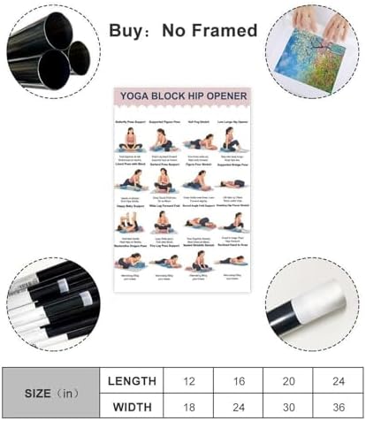Yoga Block Hip Opener Poses Chart 16 Illustrated Yoga Pose Names Guide Studio Canvas Poster Bedroom Decor Room Decor Unframe 20x30inch