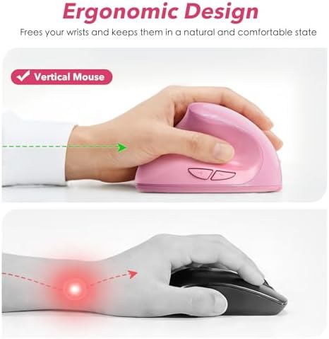 Left‑Hand Ergonomic Vertical Wireless Mouse Type‑C Rechargeable 6‑Btn Mice