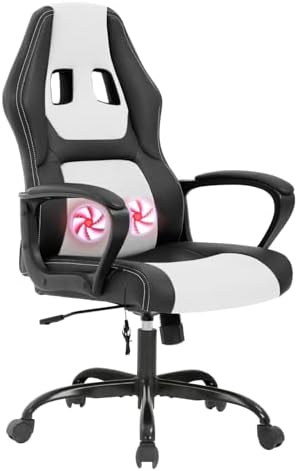 High-Back Computer Gaming Chair White Massage Office Chair Ergonomic Racing