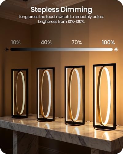 Modern LED Table Lamp, Dimmable Minimalist Bedside Lamp, 3 Color Temperatures, Angle Adjustable, Cute Desk Lamp, Nightstand Lamp for Living Room, Bedroom, Office, Black and Gold D62TL05