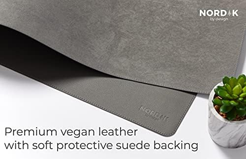 Nordik Leather Desk Mat - Alaskan Gray - Large Leather Desk Pad 35x17 in