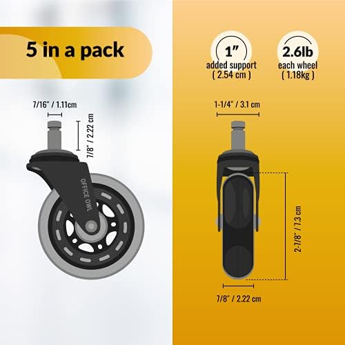 5 Pack Office Chair Wheels, Universal Replacement Casters for Desk Chairs