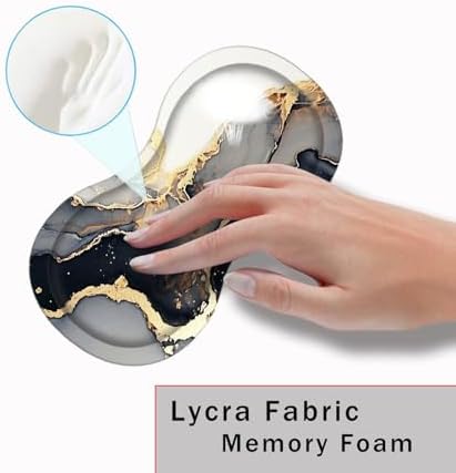 Mouse Pad with Wrist Support + Desk Mat + Coaster 3 in 1 Set, XXL Large Gaming Mousepad Ergonomic Mouse Pads for Desk Computer Laptop Office,Black Gold Marble