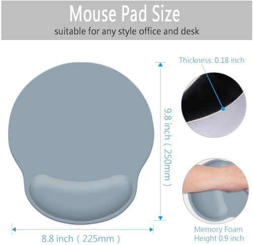 Mouse Pad with Wrist Rest, Ergonomic Gaming Mouse Pad, Comfortable Mouse Pads for Computer, Laptop, Office & Home, Easy Typing & Pain Relief, 9.8 X 8.8 Inch (Gray-2)