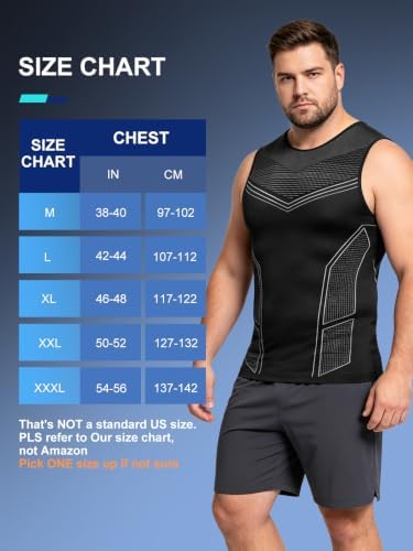 Odoland 3 Pack Men Compression Shirt Slimming Body Shaper Workout Vest
