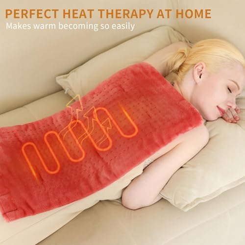 Massaging Weighted Heating Pad for Back Pain Relief,12"*24",Grapefruit Red