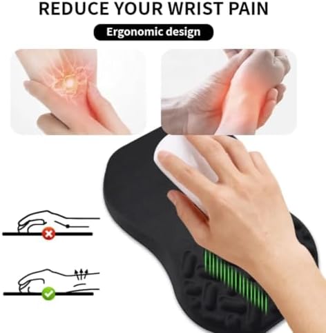 3-in-1 Ergonomic Mouse Pad Set with Keyboard Wrist Rest Support & Cable Organizer – Memory Foam for Carpal Tunnel & Pain Relief, Non-Slip Base – Ideal for Office & Gaming – Gift Box – Black-Meeshoo