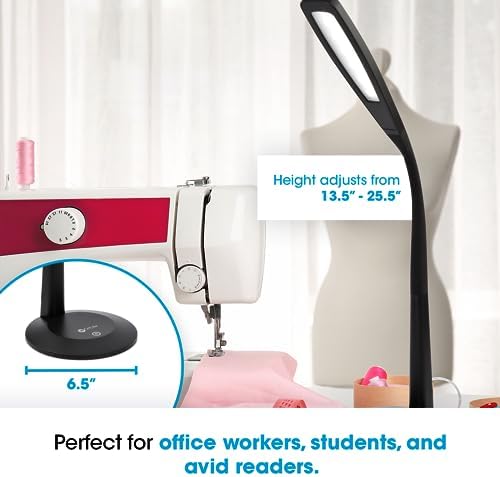 OttLite LED Desk Lamp with Flexible Neck, 3 Brightness Settings, Black