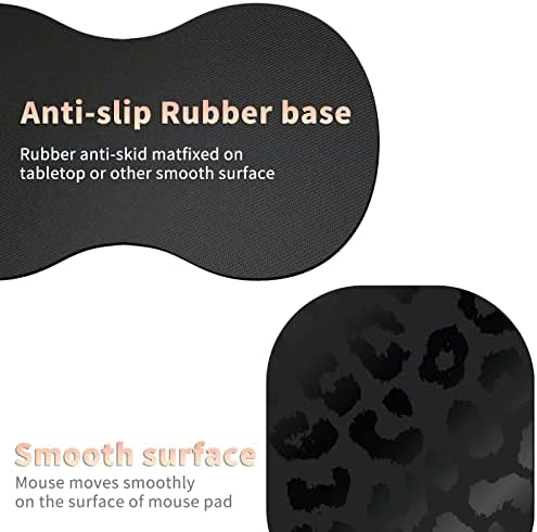 Black Leopard Ergonomic Wrist Rest Pad + Cute Mouse Pad + Cup Coaster, Memory Foam with Non-Slip Base 3Pcs Mousepad Desktop Supply Set Combo for Laptop, Computer, Gaming & Office