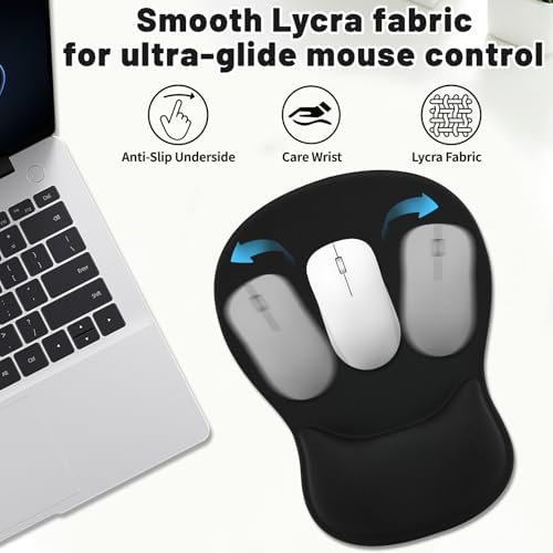 Ergonomic Mouse Pad with Wrist Rest - Gel Wrist Support Mousepad with Non-Slip PU Base for Computer, Laptop, Office & Home