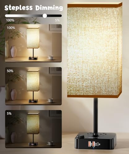 cozoo RGB Remote Bedside Lamp 16 Color Dimming for Nightstand Table Brown