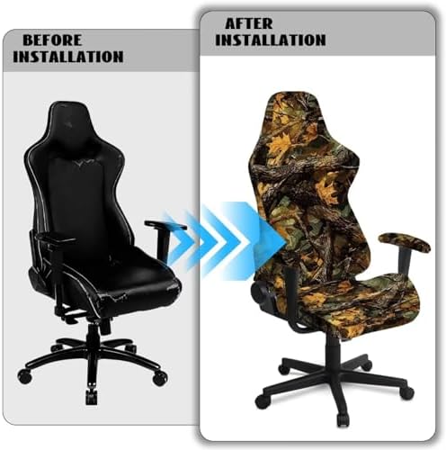 Camo Hunting Print Gaming Chair Cover Non Slip Universal Furniture Protector Stretchable Stain Resistant Gaming Chair Slipcover with Armrest Covers