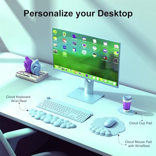 MOKURU Cloud Mouse Pad with Wrist Rest, Cloud Keyboard Wrist Rest, Mouse Pad Wrist Support, Ergonomic Cloud Keyboard Mouse Wrist Support (Blue)