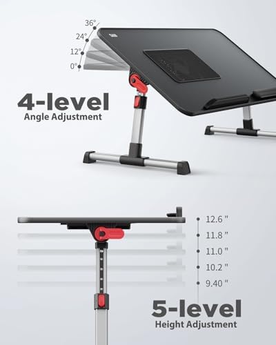 Laptop Desk for Bed with Cooling Fan, SAIJI Lap Desk Tray Table