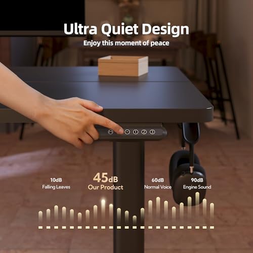 INNOVAR Electric Height Adjustable Standing Desk, 63x24 Inch, Deep Black