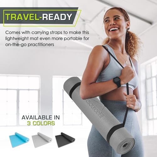 ProsourceFit Classic Yoga Mat 1/8” (3mm) Thick, Extra Long 72-Inch Lightweight Fitness Mat with Non-Slip Grip for Yoga, Pilates, Exercise
