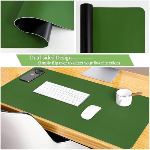 Leather Desk Pad Mat, Green Desk Mat, 31.5" x 15.7"