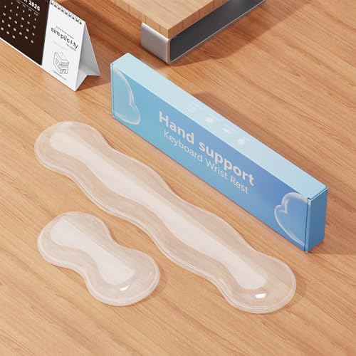 MOKURU Gel Keyboard and Mouse Wrist Rest Set, Comfort Ergonomic Wrist Support, for Wrist Pain Relief, Computer Keyboard Wrist Rest (Transparent)