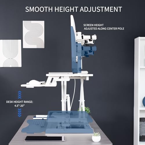 VIVO White 32 in Standing Desk Converter with Monitor Stand, DESK-V000K-M2W