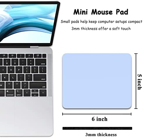 Dapesuom Small Mouse Pad, 5 x 6 Inch Thick Rubber Premium-Textured Non-Slip Portable & Washable Mini Mouse Mat for Women Men Wireless Laptops Keyboard Tray Gaming Work Computer Office Travel, Sky Blue