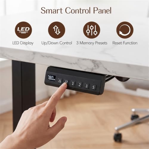 NORTHSKY 55" L-Shaped Electric Standing Desk with Drawers and Storage Cabinet, Height Adjustable Corner Desk for Home Office, 3 Memory Presets, Natural Oak & White Marble