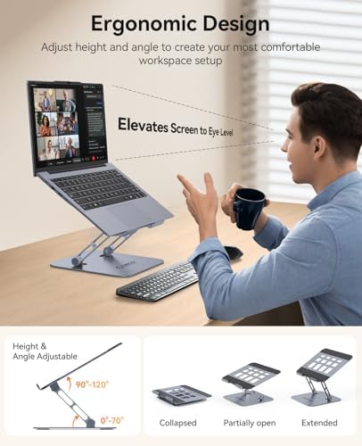 ORICO Ergonomic Laptop Stand for Desk, Height Adjustable Riser, ST11-Gray