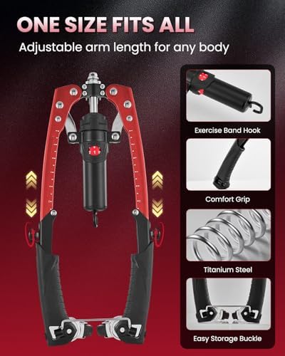 SAKER Twister Arm Trainer, Adjustable Hydraulic Home Gym Equipment for Strength Training, 22-440Lbs Chest Expander with Ab Roller Wheel, Workout Equipment for Men & Women, Arms Chest Core