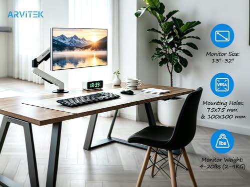 Single Monitor Mount for 13-32" Screens, 20lbs (Max), White