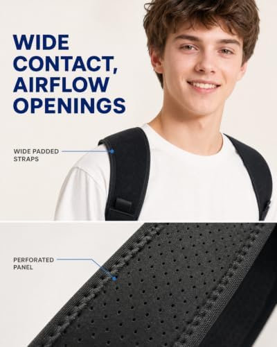 Teen Boys' Back Brace Posture Corrector, Wide Adjustable Straps