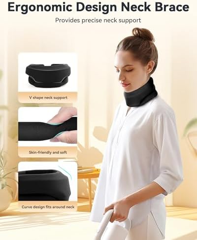 Heated Neck Brace Cervical Collar, Neck Support Brace with Heating Pad