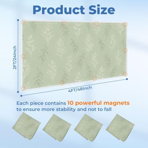 4 Pcs Fluorescent Light Covers for Ceiling Lights Botanical floral leaves Magnetic Light Filters Decorative for Classroom Office Hospital Home 4x2 Ft