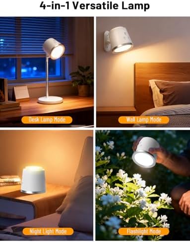 Cordless Desk Lamp, Magnetic Wall Mount LED Light, Portable Warm Night Light, Rechargeable Battery Powered Lamp, Dimmable Brightness & 3 Color Modes, Table Light for Reading, Work, Bedroom, Hallway