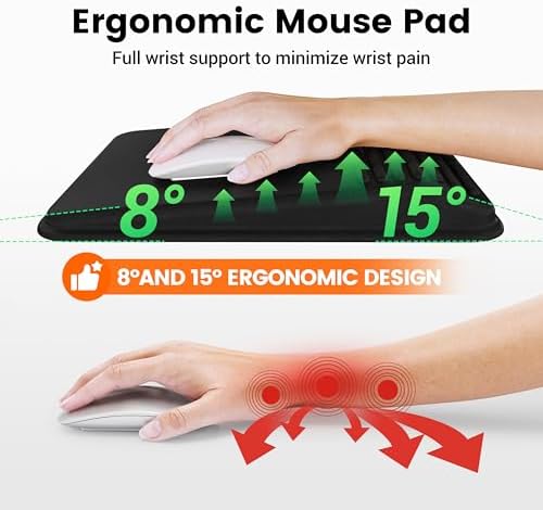 MEKASS Mouse Pad with Wrist Rest, Ergonomic Slope Mousepad for Carpal Tunnel Pain Relief, Memory Foam Desk Computer Wrist Support Mouse Pad with Non-Slip PU Base for Office Home (Beach)