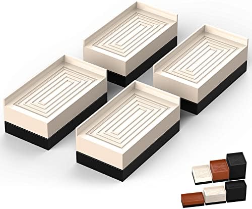 Furniture Risers, Tclouda Bed/Sofa/Desk/Table/Chair Leg/Fridge Lifts to 1.5, 3 and 4 in, Rectangle Adjustable Risers Blocks for Extenders, Heavy Duty Supports Up to 1300 Lbs, 1.5 in-Apricot-Rectangle
