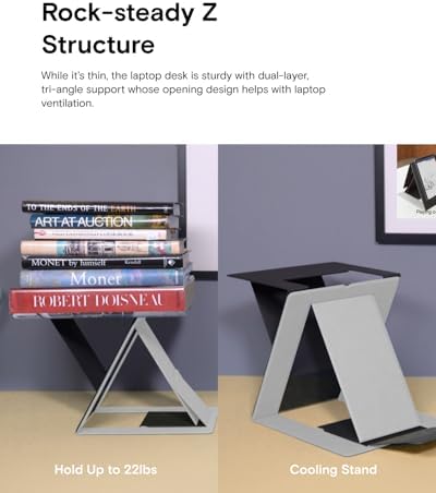 MOFT Folding Laptop Stand Lap Desk, Portable & Mini Computer Stand Laptop Desk for Travel and Home Office, Ergonomic Design with Adjustable Viewing Angles, Lightweight Computer Cooling Riser, Gray