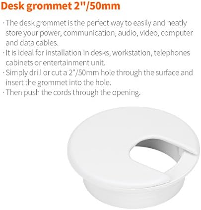 Desk Grommet, 2 Inch Plastic Wire Cord Organizer, White Grommet, 10 Pack