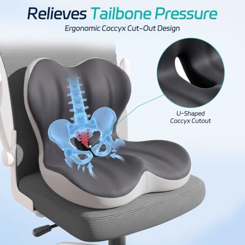 Cool & Dry Seat Cushion & Back Support for Coccyx & Lumbar Relief