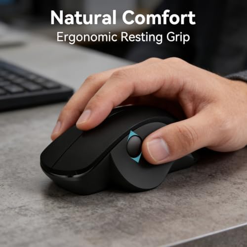 Wireless Ergonomic Mouse, Thumb Side Scroll, Quiet Click