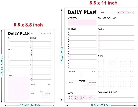 Daily Planner Notepad - Tear-Off Daily Planning Pad, Organizer with To Do Lists, Schedule, Appointment, Productivity Tracker, 50 Undated Sheets, 8.5 x 11 in