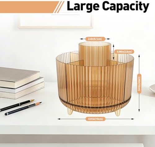 360 Rotating Pen Pencil Holder for Desk, Pen Organizer with 5 Slots