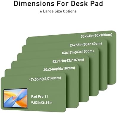 Aothia Faux Leather Desk Mat - Large Mouse Pad, Non-Slip PU Leather Blotter, Waterproof Writing Surface for Office and Home (Olive Green, 63" x 24")