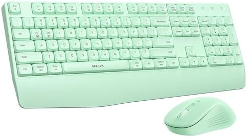 seenda Wireless Bluetooth Ergonomic Keyboard Mouse Combo, Full Size, Green