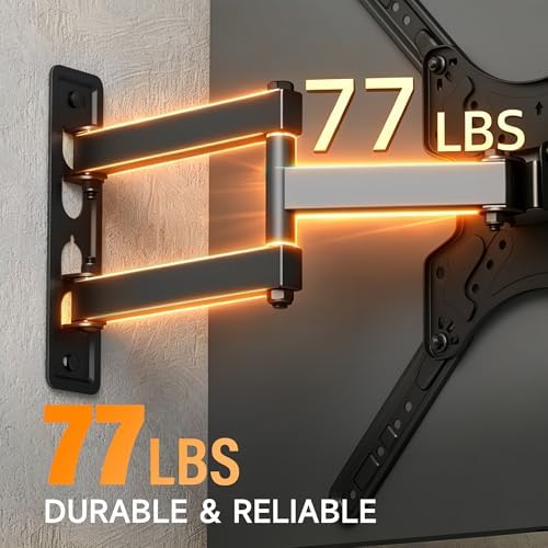 Full Motion TV Wall Mount for Most 26-60 Inch Flat Curved TVs, Wall Mount TV Bracket with Swivel Articulating Extension Tilt Arm, Support up to 77lbs, Max VESA 400x400mm(MAP3SE)