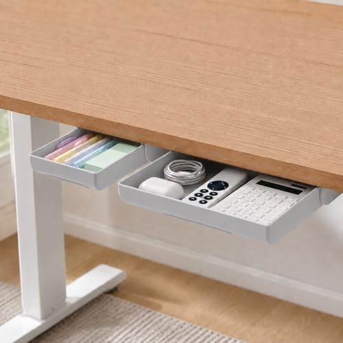 Under Desk Drawer, 2 Pack Self Adhesive Slide Out Desk Storage Drawers